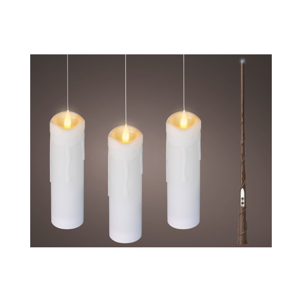 CANDELE FLUTTUANTI 3 LED CON BACCHETTA MAGICA H.19